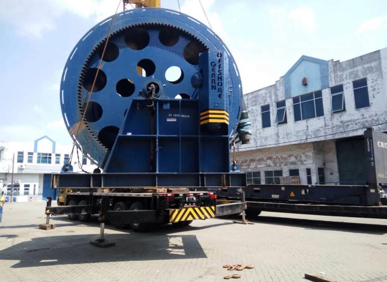 Loaded containers secured for the Jakarta to Singapore voyage